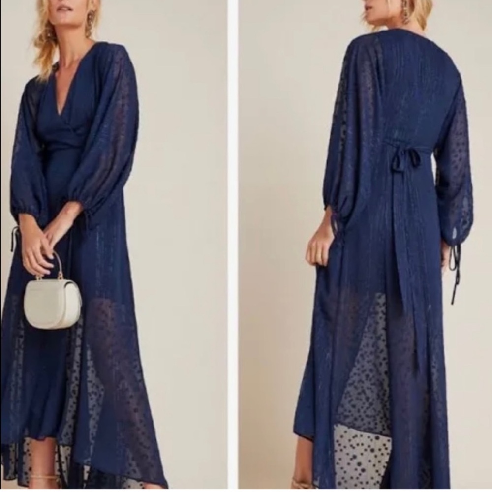 Anthropologie Hutch Leigh Blue Wrap Maxi Dress